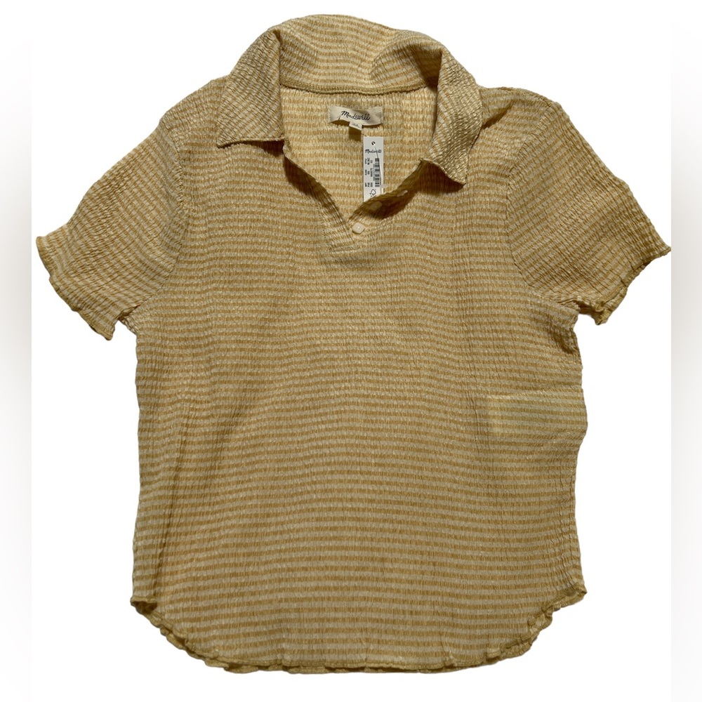 MADEWELL Crinkle Polo Crop Tee